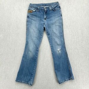 Wrangler Jeans Womens 6x30 Blue Riggs Workwear Bootcut Distressed Denim Strong